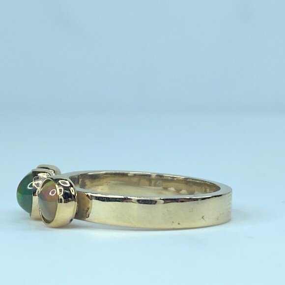 c1970 14K yellow gold three Opal cabochon ring 3.9g s6.5 JR9142 - Picture 2 of 5